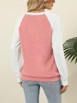 EADINVE Women Casual Long Sleeve V Neck Sweatshirts Cute Loose Fit Lightweight Pullover Tops
