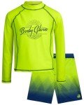 Body Glove Boys Swim Set - 2 Piece UPF 50+ Swim Trunks and Rash Guard for Boys Kids Swimwear Set (Sizes: 4-12), Size 5, Neon Green/Blue