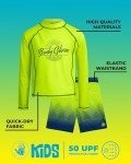 Body Glove Boys Swim Set - 2 Piece UPF 50+ Swim Trunks and Rash Guard for Boys Kids Swimwear Set (Sizes: 4-12), Size 5, Neon Green/Blue