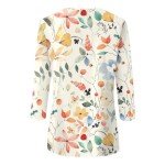 Plus Size Tops for Women 3/4 Sleeve Round Neck Loose Cute Summer Tee Shirts Dressy Casual Print Trendy Vacation Blouses Tunic Medium 92-Beige