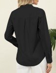 LOMON Button Down Shirt for Women Spring Summer Tops Long Sleeve Business Dressy Casual Blouses Collared Work Outfits (Black, M)
