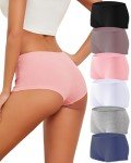 ALL OF ME Cotton Underwear for Women Boyshort Panties Full Coverage Boxer Briefs Stretch Boy Short Undies 6 Pack