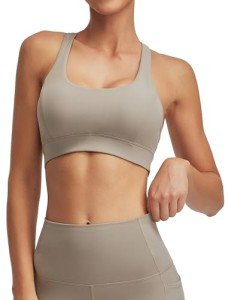 kakola Women's Sports Bra Racerback Yoga Top U Neck Workout Tank Tops Woman Cup Padded Crop Tops Cream