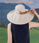 Packable Extra Large Brim Floppy Sun Hat Reversible UPF 50+ Beach Sun Bucket Hat (B-Beige)