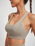 kakola Women's Sports Bra Racerback Yoga Top U Neck Workout Tank Tops Woman Cup Padded Crop Tops Cream