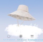 Packable Extra Large Brim Floppy Sun Hat Reversible UPF 50+ Beach Sun Bucket Hat (B-Beige)