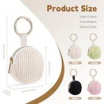 Playexen Ring Holder Keychain, 2 Pack Corduroy Jewelry Holder Storage with Ring Buckle, Portable Mini Travel Jewelry Keeper Case for Earrings, Rings, Necklaces (Black, Pink)