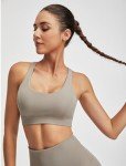 kakola Women's Sports Bra Racerback Yoga Top U Neck Workout Tank Tops Woman Cup Padded Crop Tops Cream