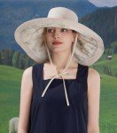 Packable Extra Large Brim Floppy Sun Hat Reversible UPF 50+ Beach Sun Bucket Hat (B-Beige)