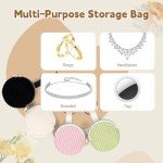 Playexen Ring Holder Keychain, 2 Pack Corduroy Jewelry Holder Storage with Ring Buckle, Portable Mini Travel Jewelry Keeper Case for Earrings, Rings, Necklaces (Black, Pink)