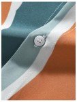Floerns Men's Striped Shirts Casual Short Sleeve Button Down Shirts Dark Green Brown Small