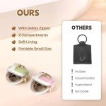 Playexen Ring Holder Keychain, 2 Pack Corduroy Jewelry Holder Storage with Ring Buckle, Portable Mini Travel Jewelry Keeper Case for Earrings, Rings, Necklaces (Black, Pink)