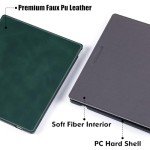BOZHUORUI Case for 7" Onyx Boox Go 7 Color/Go 7 B/W e-Reader (2024/2025 Released), Slim Lightweight Hard Back Shell PU Leather Protective Cover with Auto Sleep/Wake (Pine Green)