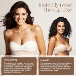 Uiheex Double Sided Sticky Bra Inserts, Reusable Push Up Adhesive Pads with Padding for Bikini, Swimsuit, Sports Bra & Strapless Dresses Beige