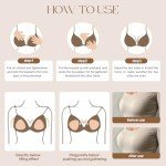 Uiheex Double Sided Sticky Bra Inserts, Reusable Push Up Adhesive Pads with Padding for Bikini, Swimsuit, Sports Bra & Strapless Dresses Beige