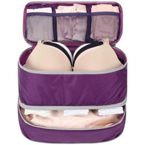 Cambond Travel Underwear Organizer Bag - Lightweight Expandable Bra Bag Organizer for A-C Cup Bras, Portable Travel Packing Organizers Underwear Storage Bag Compression Packing Cubes for Women Purple