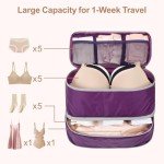 Cambond Travel Underwear Organizer Bag - Lightweight Expandable Bra Bag Organizer for A-C Cup Bras, Portable Travel Packing Organizers Underwear Storage Bag Compression Packing Cubes for Women Purple
