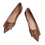 C.Paravano Women's Pointed Toe Flats | Elegant Slip-On Ballet Flats | Comfortable Dressy Shoes for Work Party Daily Wear(Size 11.5,Brown)