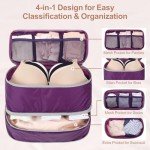 Cambond Travel Underwear Organizer Bag - Lightweight Expandable Bra Bag Organizer for A-C Cup Bras, Portable Travel Packing Organizers Underwear Storage Bag Compression Packing Cubes for Women Purple