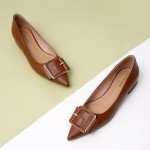 C.Paravano Women's Pointed Toe Flats | Elegant Slip-On Ballet Flats | Comfortable Dressy Shoes for Work Party Daily Wear(Size 11.5,Brown)