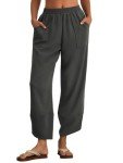 Feiersi Womens Baggy Wide Leg Pants Elastic Waisted Casual Palazzo Harem Pants Summer Beach Trousers(Graphite Gray,Large)