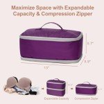 Cambond Travel Underwear Organizer Bag - Lightweight Expandable Bra Bag Organizer for A-C Cup Bras, Portable Travel Packing Organizers Underwear Storage Bag Compression Packing Cubes for Women Purple