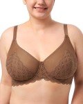 HSIA Minimizer Bra for Women - Plus Size Mermaid Scales Lace Bra Full Coverage for Heavy Breast Coffee Brown