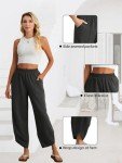 Feiersi Womens Baggy Wide Leg Pants Elastic Waisted Casual Palazzo Harem Pants Summer Beach Trousers(Graphite Gray,Large)