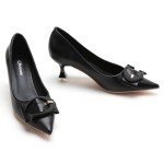 C.Paravano Women's Pumps | Kitten Heels Low Heels | Black Leather Pumps | Party Shoes for Women(C-Black,Size 7)