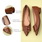 C.Paravano Women's Pointed Toe Flats | Elegant Slip-On Ballet Flats | Comfortable Dressy Shoes for Work Party Daily Wear(Size 11.5,Brown)
