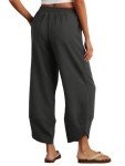 Feiersi Womens Baggy Wide Leg Pants Elastic Waisted Casual Palazzo Harem Pants Summer Beach Trousers(Graphite Gray,Large)