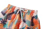 Boys Swim Trunks Toddler Broad Swim Shorts Quick Dry Kids Swim Bathing Suit Boys Swim Set Orange Leaf 5-6 Years 130