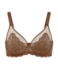 HSIA Minimizer Bra for Women - Plus Size Mermaid Scales Lace Bra Full Coverage for Heavy Breast Coffee Brown
