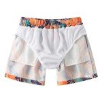 Boys Swim Trunks Toddler Broad Swim Shorts Quick Dry Kids Swim Bathing Suit Boys Swim Set Orange Leaf 5-6 Years 130