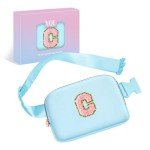 YQE Birthday Gifts for Teen Girls Women Daughter Sister Friends Mom, Belt Bag Fanny Pack Crossbody Bags with Initial Letter, Personalized Gifts for 6 7 8 9 10 11 12 13 14 15 Year Old Girls (Blue，C)