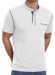 Sailwind Mens Henley Shirts Short Sleeve Summer Casual Classic Cotton T Shirts Pocket Button Shirt White