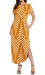 Jeqeocafy Women Summer Long Sundress Crewneck Short Sleeve Maxi Dress 2025 Casual Loose Beach Dress with Pockets