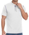 Sailwind Mens Henley Shirts Short Sleeve Summer Casual Classic Cotton T Shirts Pocket Button Shirt White
