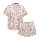 CENCORY Women Short Satin Pajamas Set Silk Pajamas for Women Shorts Sleeve Sleeve Button Down Loungewear Pjs Sets XS-XXL