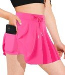 Hvididan Girls Tennis Skirts Butterfly Flowy Golf Skorts Athletic School Kids Shorts with Pocket Hot Pink 5-6 Years