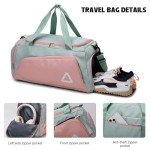 Eslcorri Gym Duffle Bag for Women Men, Sports Backpack with Wet & Shoe Compartment, Fitness Overnight Weekender Bag for Yoga, Swim, Travel (C, GreenPink)