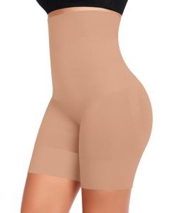 High Waisted Body Shaper Shorts Shapewear for Women Tummy Control Thigh Slimmer Seamless Shorts Under Dress (#1 Latte-3, Small)