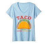 Womens Taco Trump Always Chickens Out Funny V-Neck T-Shirt