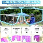 CMBJJU Kids Sunglasses,Youth Baseball Glasses for Boys Girls Age 6-14,Sports UV Protection Goggles (3PACK-Light Pink+Purple+Green Blue)