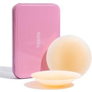 Yeeits Nipple Covers for Women Sticky Bra Hypoallergenic Silicone Reusable Waterproof Sticky Adhesive Nipple Pasties with Box (Caramel, AA-C)