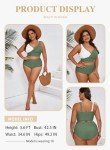 Eytino Plus Size Bathing Suit for Women Front Wrap V Neck Bikini Tops with High Waist Bottoms Sporty Two Piece Swimsuits,4X Jungle Green