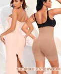 High Waisted Body Shaper Shorts Shapewear for Women Tummy Control Thigh Slimmer Seamless Shorts Under Dress (#1 Latte-3, Small)