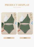 Eytino Plus Size Bathing Suit for Women Front Wrap V Neck Bikini Tops with High Waist Bottoms Sporty Two Piece Swimsuits,4X Jungle Green