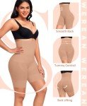 High Waisted Body Shaper Shorts Shapewear for Women Tummy Control Thigh Slimmer Seamless Shorts Under Dress (#1 Latte-3, Small)
