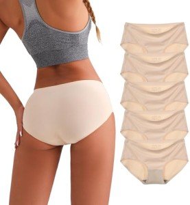 TUTUESTHER Seamless Underwear Women No Show Hipster Panties Mid Rise Full Coverage Soft Panties（Medium,Nude）